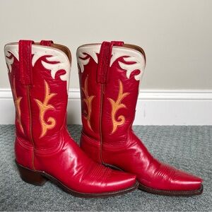 Lucchese 7 B 1883 Western Red Western Cowboy Cowgirl Boots valentines day red